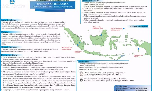 Yuk, Ikut Seleksi Pengiriman Sastrawan Berkarya ke Wilayah 3T Tahun 2020