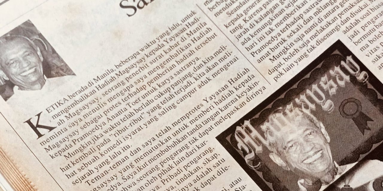 Kolom Kabut #Silamsastra: Dua Pengarang dan Hadiah